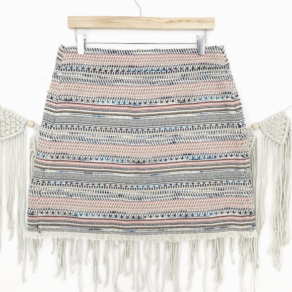 LOFT Dresses & Skirts - Loft Textured Canvas Fringe Hem Mini Skirt D1